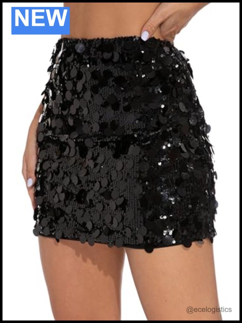 Sequin Mini Skirt for Women High Waist Stretchy Party Clubwear Sparkly